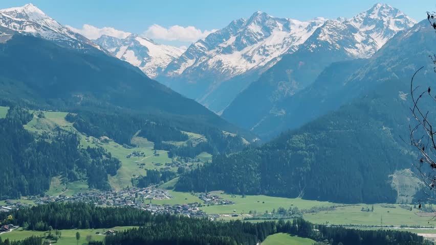 Breathtaking views of the Austrian mountains and valleys captured on a sunny day