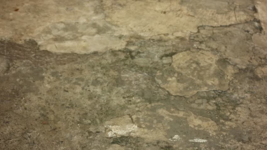 Close-up view of a weathered concrete surface with cracks and discoloration.
