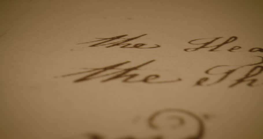 Macro Focus Treaty of Paris Script Antique Ink Strokes