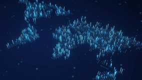 Digital world map with global network structure and data flows 3D animation. Can be used in cloud infrastructure visuals, virtual collaboration systems or geospatial cybernetic world visualization. - Powered by Shutterstock - Get 15% off with code: PIKWIZARD15