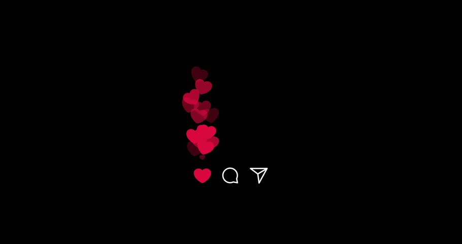 Heart fountain fly up. Stream reactions in social media. Follower like support. Love button emoji motion graphic. Live streaming in instagram, youtube, tiktok twitch reaction template. MOV with Alpha 