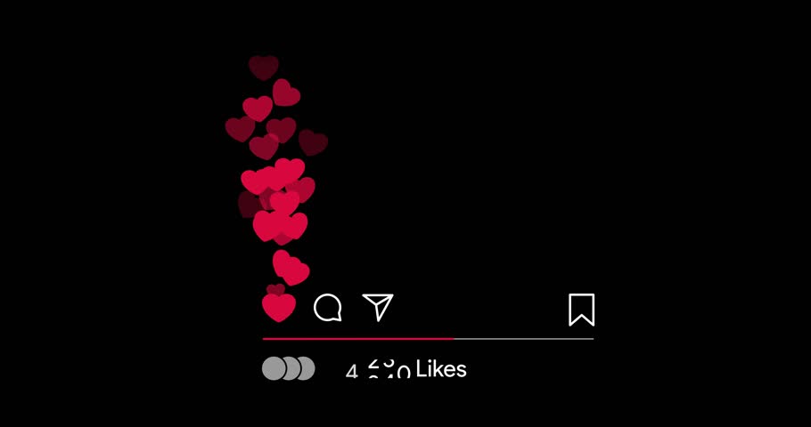 Heart fountain fly up with like counter. Stream reactions in social media. Follower like support. Love button emoji motion graphic. Live streaming in instagram, reaction. MOV with Alpha 