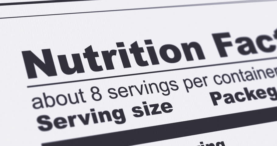 Nutrition Facts Label with protein content line highlighted, information of albumin content in product, footage
