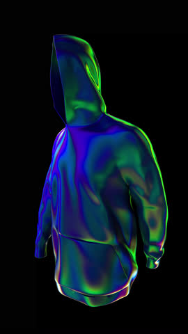 Stylized Neon Hoodie Silhouette with Futuristic Glow on Black Background