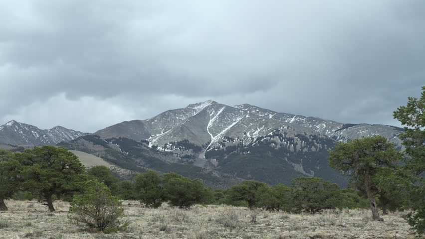 Storm clouds fly over Blanca Peak in southern Colorado. HD 1080p time lapse.