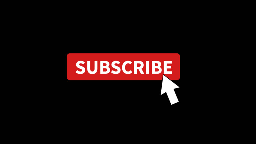 Social media subscribe button animation with alpha channel. 2d animation push button red subscribe animation with transparent background