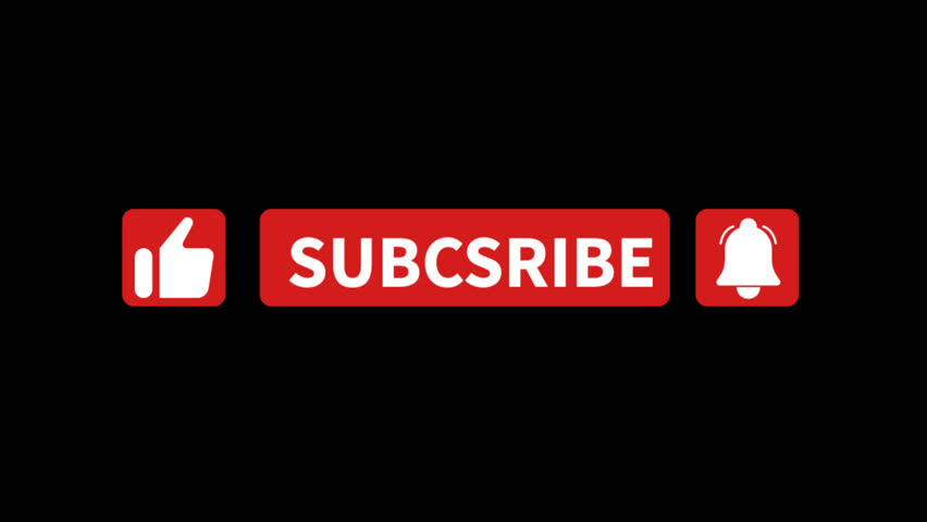 Social media subscribe button animation with alpha channel. 2d animation push button red subscribe animation with transparent background