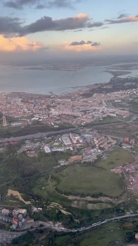 Overhead Plane View of Lisbon Portugal