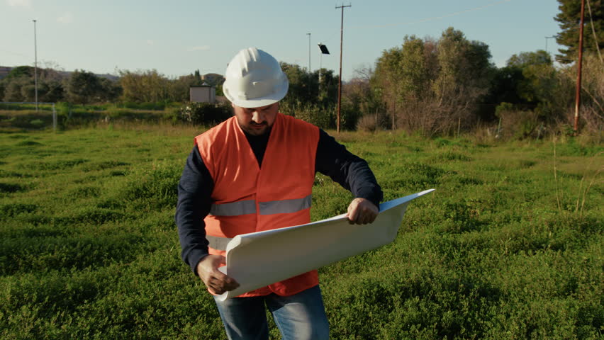 Engineer Reading The Project Of The Building 