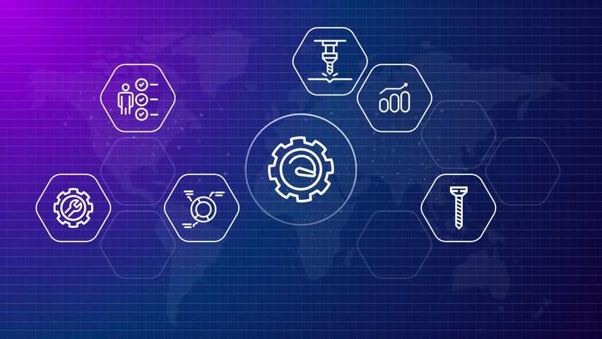 Engineering skill mechanical technical machinery icon engineer world map technology innovation for factory productivity modern concept header banner blue background