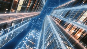 Modern smart digital city, day to night time-lapse futuristic cityscape, cyberspace high-rise skyscrapers, immersed high-tech downtown financial district buildings, artificial intelligence technology - Powered by Shutterstock - Get 15% off with code: PIKWIZARD15