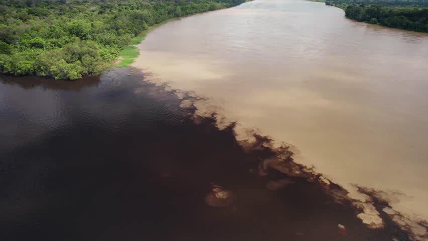 Aerial View of Three Rivers Meeting in the Amazon -  Estrella Fluvial del Sur - Guainía, Colombia