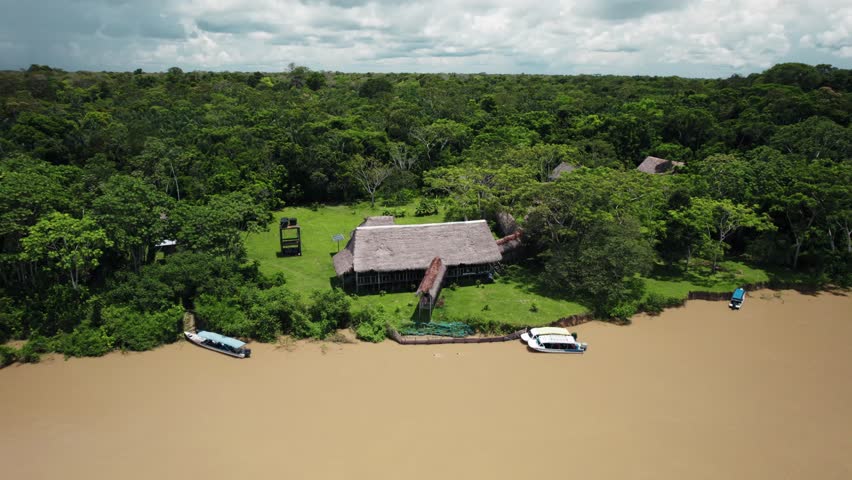 Aerial View of Eco Lodge on the Atabapo River - Guainía, Colombia