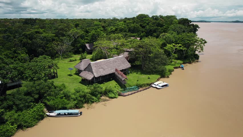 Aerial View of Eco Lodge on the Atabapo River - Guainía, Colombia