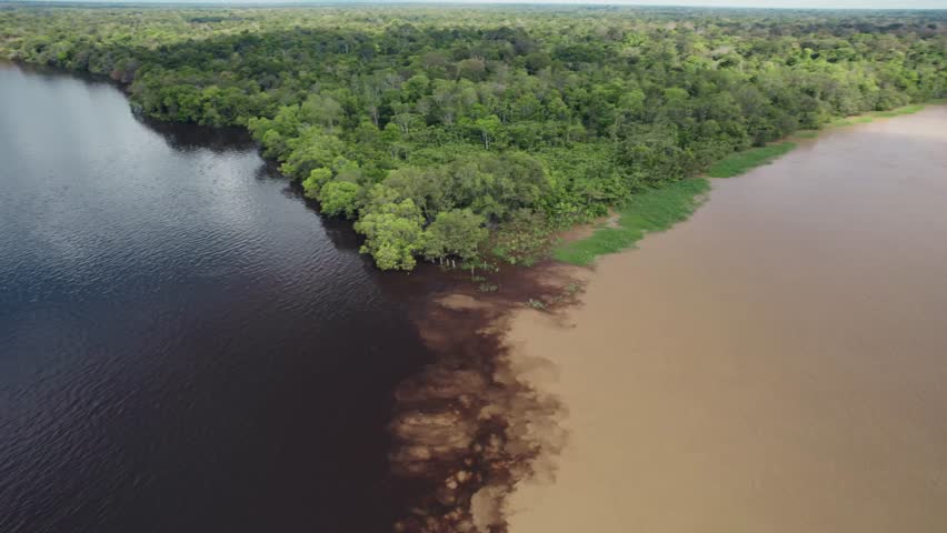 Aerial View of Three Rivers Meeting in the Amazon -  Estrella Fluvial del Sur - Guainía, Colombia
