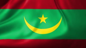 The green flag of Mauritania, featuring a crescent and star, fluttering gently - Powered by Shutterstock - Get 15% off with code: PIKWIZARD15