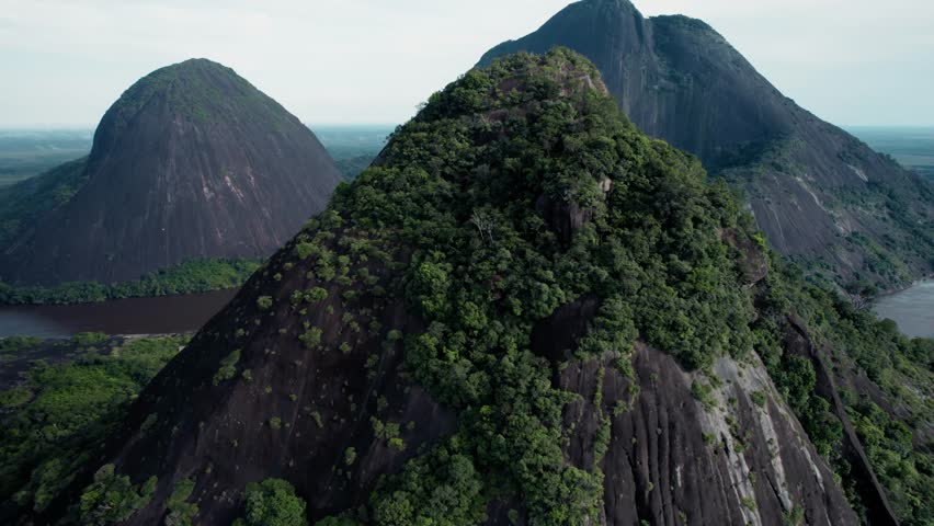 Aerial View of Monolithic Rock Formations - Cerros de Mavicure, Guainía, Colombia