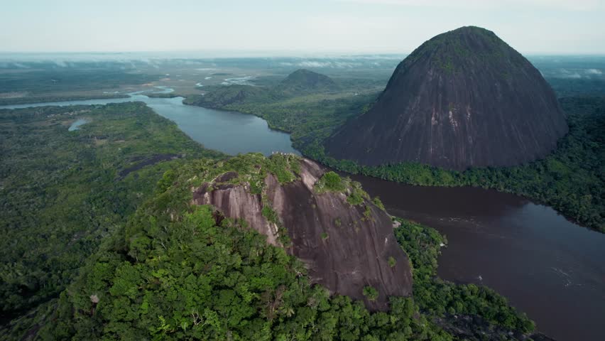 Aerial View of Monolithic Rock Formations - Cerros de Mavicure, Guainía, Colombia