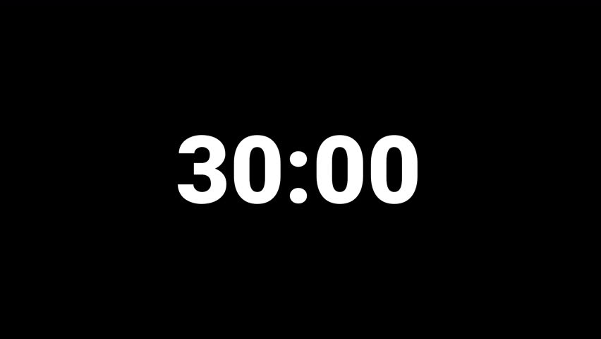    Digital stopwatch countdown timer thirty seconds animation from 30 to 0 seconds on transparent background , 30 second countdown timer, Countdown video
