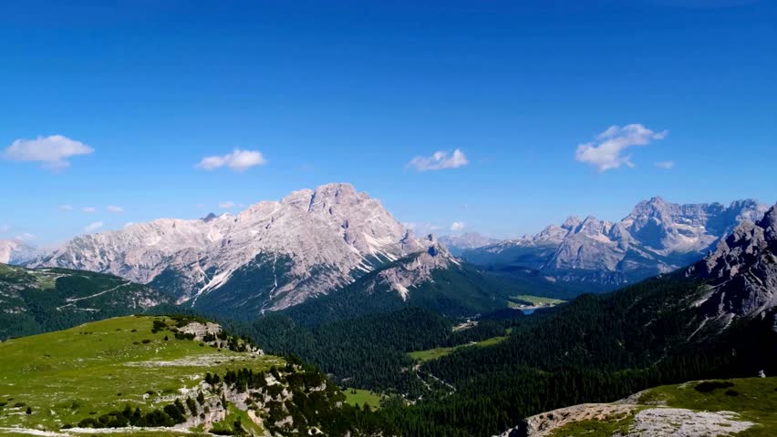 Panoramic View of Majestic Mountain Range under Clear Blue Sky