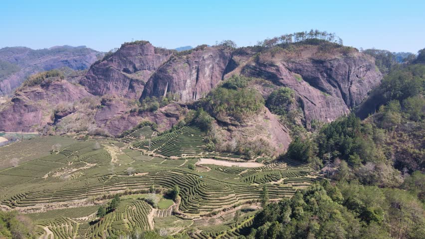 Aerial View of Natural Scenery in Wuyi Mountain Scenic Area, Fujian, China