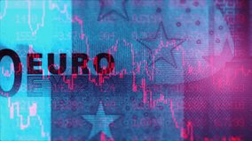 European bear stock market trading graph in red color. 100 euro bill on background. Economic falling. Effect of recession and crisis on EU economy. Stocks crash. Exchange loss trading - Powered by Shutterstock - Get 15% off with code: PIKWIZARD15