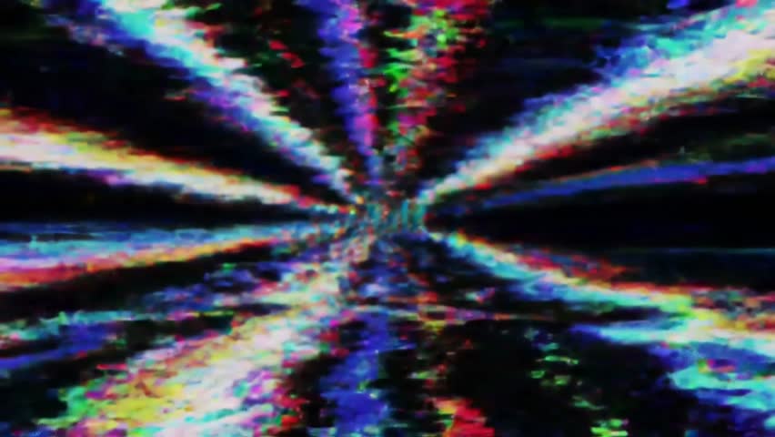 Dynamic glitch effect background with distorted RGB lines and digital noise, fast-paced loop in a cyberpunk style