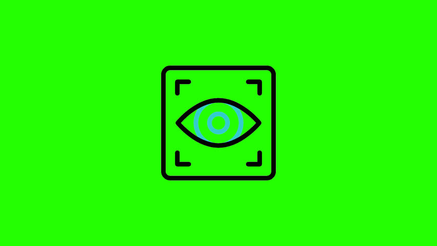 scanning icon animation on green screen background, chroma key, 