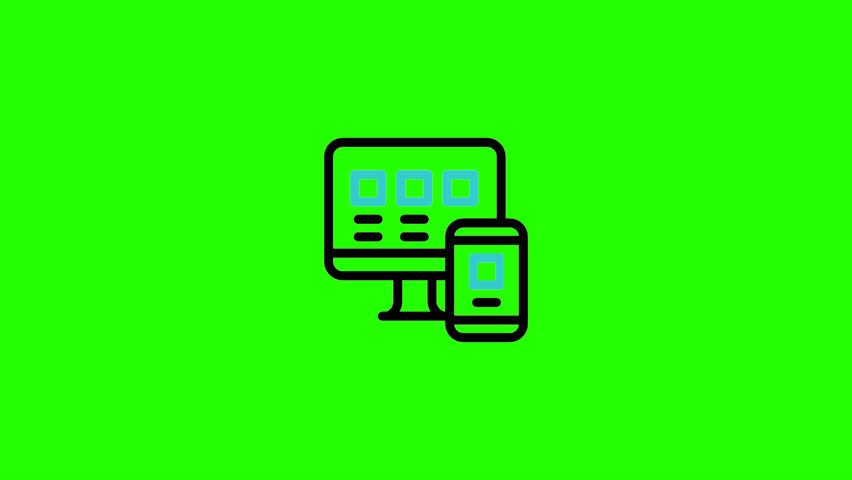 responsive design icon animation on green screen background, chroma key, 