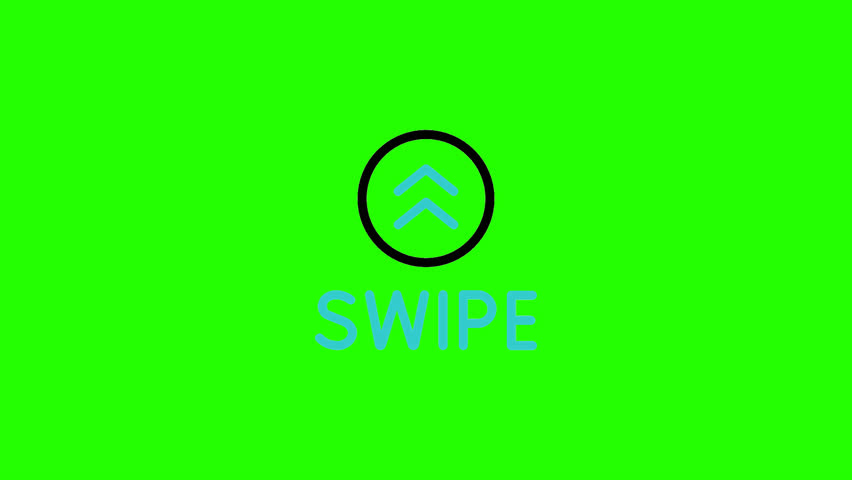 swipe icon animation on green screen background, chroma key,