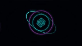 Glowing holographic sci-fi interface featuring a spinning core, rings, data points, and scan lines. Futuristic high-tech HUD display animation. - Powered by Shutterstock - Get 15% off with code: PIKWIZARD15