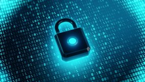 A futuristic glowing padlock sits atop a matrix of binary code, symbolizing cybersecurity, data protection, and encrypted digital systems. - Powered by Shutterstock - Get 15% off with code: PIKWIZARD15