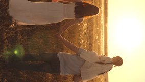 happy family child kid girl daughter rides father shoulders, playing airplane pilot mother, child feeling freedom, warm sunset family, love and connection, sunset field bonding, holding hands sunset - Powered by Shutterstock - Get 15% off with code: PIKWIZARD15