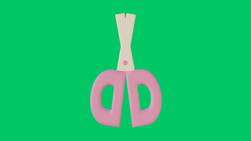 3D Pink and Cream Scissors with Green Background
