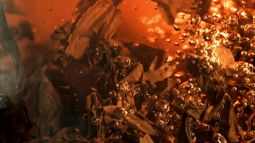 Fragrant black tea is brewed. Filmed on a high-speed camera at 1000 fps. High quality FullHD footage