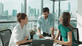 Skilled marketing team putting hand together with document scatter around at business meeting room with cityscape view. Businesspeople celebrate success. Represented cooperation, unity. Tracery - Powered by Shutterstock - Get 15% off with code: PIKWIZARD15