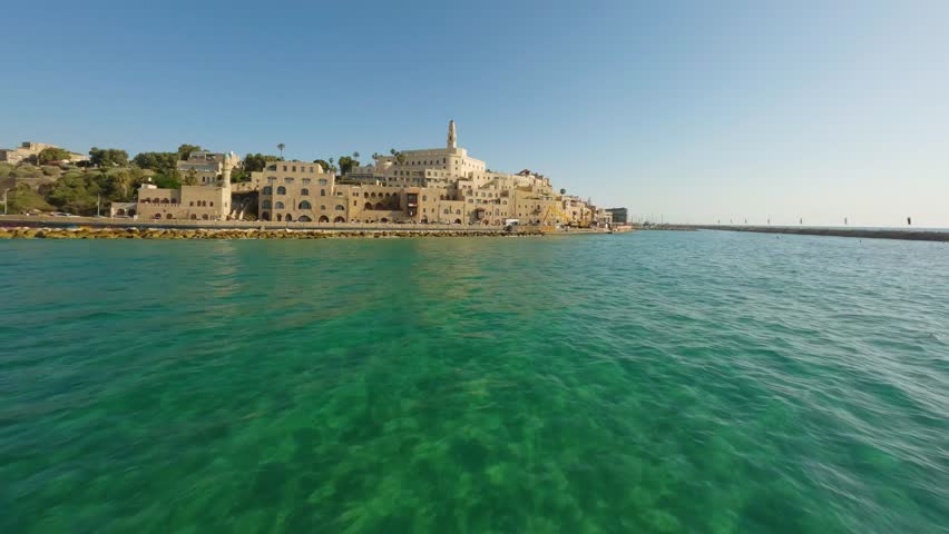 Aerial FPV video over Jaffa Tel Aviv on a sunny day, Israel