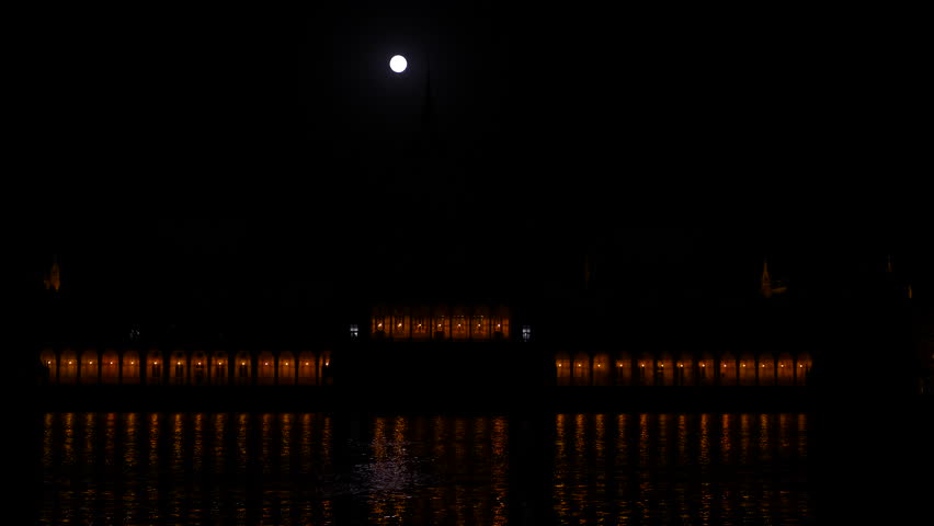 Flooding in Budapest. The Hungarian Parliament building is plunged into darkness due to the threat of flooding.