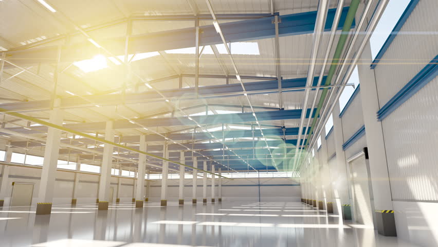 4k Dolly Left Movement from Within an Empty Warehouse.