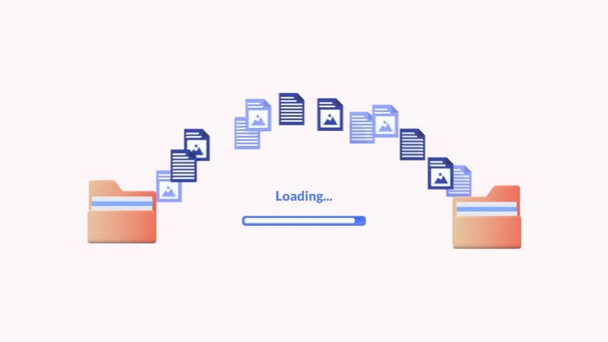 File Transfer, Backup Data, File Sharing And Data Transfer Concepts Animation, Representing Secure Storage, Efficient Sharing And Smooth Data Flow. Suitable For Presentations Or Explainer Videos.