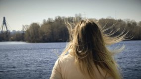 Early Spring Weather. Pleasant Day. Happy Woman Walking On Winter City Beach. First Sunny Days In Winter. Hair Flowing On Wind. Vitamin D And First Sun Rays In 
Spring Time. Flying Hair Enjoying Time. - Powered by Shutterstock - Get 15% off with code: PIKWIZARD15