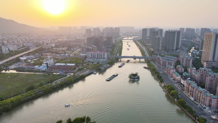 Aerial View of the Cityscape of Wuxi, Jiangsu Province, China