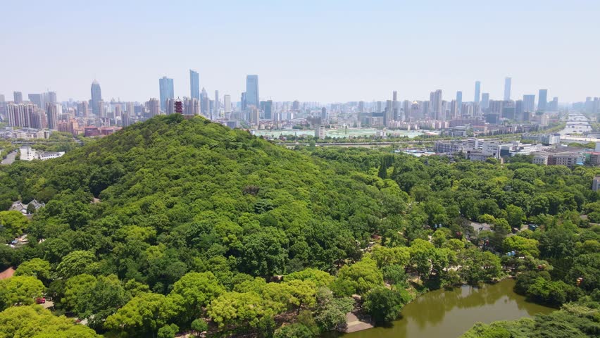 Aerial View of the Natural Scenery of Huishan, Wuxi, Jiangsu Province, China