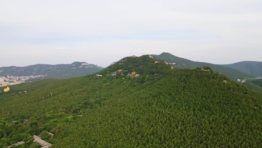 Aerial View of the Natural Scenery of Qianfoshan, Jinan, Shandong Province, China
