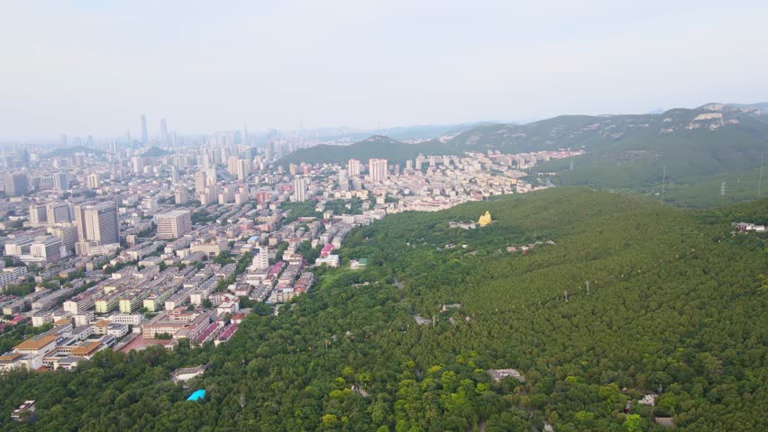 Aerial View of the Natural Scenery of Qianfoshan, Jinan, Shandong Province, China