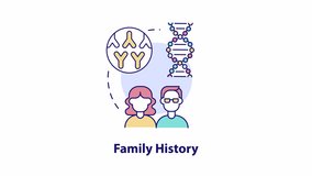Family history concept icon animation. Studying genealogy to know about ancestors. Medical record of relationships. Abstract idea. HD video with alpha channel. Colorful linear circle animated - Powered by Shutterstock - Get 15% off with code: PIKWIZARD15