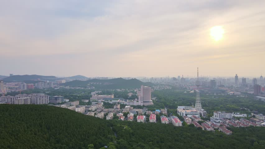 Aerial View of the Natural Scenery of Qianfoshan, Jinan, Shandong Province, China