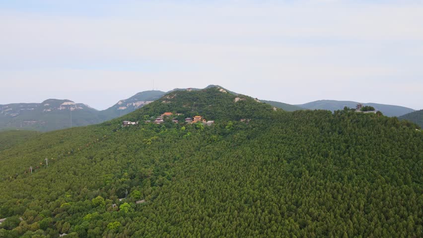 Aerial View of the Natural Scenery of Qianfoshan, Jinan, Shandong Province, China