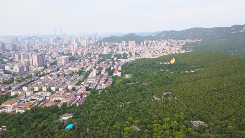 Aerial View of the Natural Scenery of Qianfoshan, Jinan, Shandong Province, China