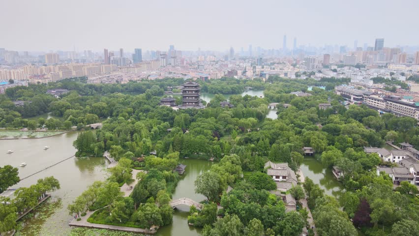 Aerial View of the Cityscape of Jinan, Shandong Province, China